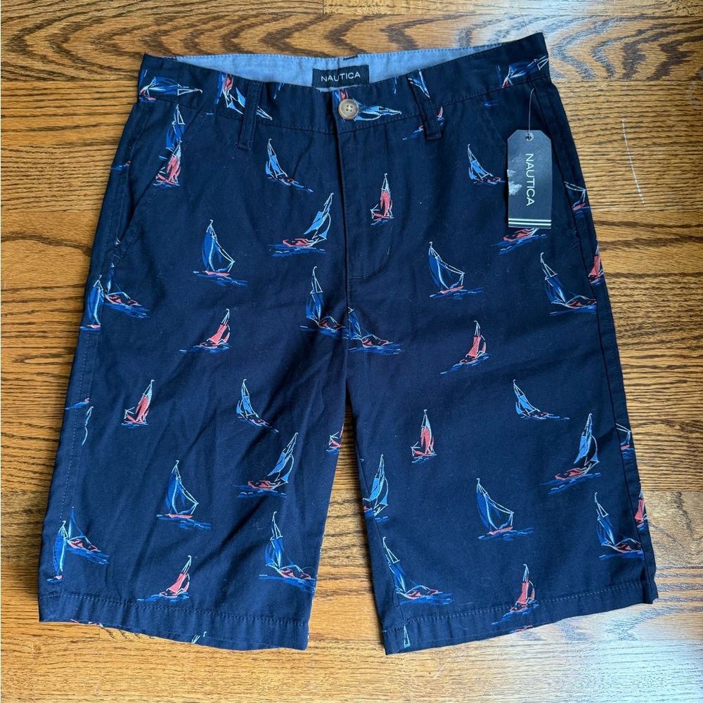Nautica Navy Sailboat Patterned Shorts